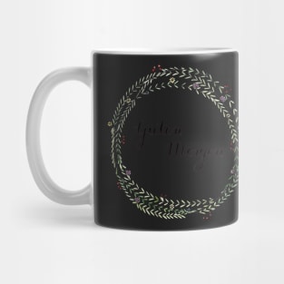 Guten Morgen German Brush Script with Flower Wreath Mug